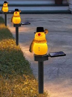 LED Solar Snowman Ground Lamp High Brightness Garden Yard