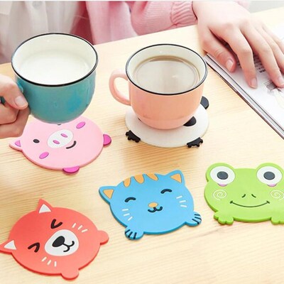 1PC Cartoon Animal Drink Pads Cute Panda Frog Cat Pig Silico