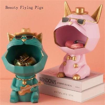 Cartoons Cute Lucky Cat Model Ornaments Resin Living Room