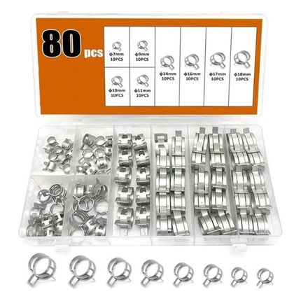 7XEA 80 Pieces Anti-rust Spring Clip Plumbing Tools Hose Cla