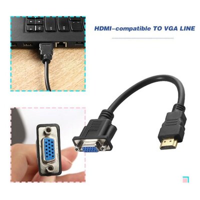 HDMI-compatible Male to VGA D-SUB Cable15 Pins Female Adapte