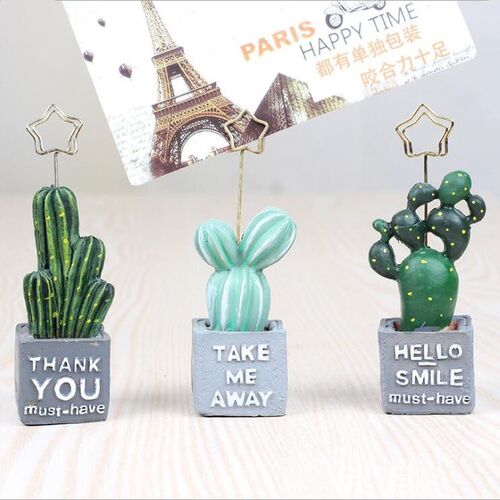 1 Piece Creative Cactus Plants Resin Message Photo Card Pap