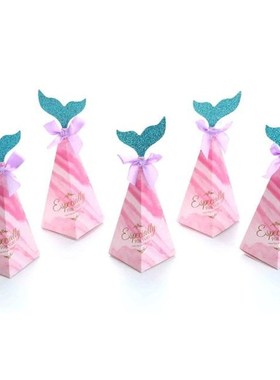 10Pcs Mermaid Tail Paper Candy Box Gift Bags Popcorn Boxes K