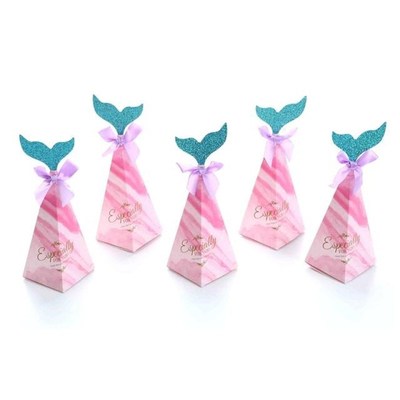 10Pcs Mermaid Tail Paper Candy Box Gift Bags Popcorn Boxes K