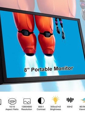 Raspberry Pi Screen Portable Monitor 8 Inch LCD Display Dual
