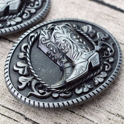 1pc Cowboy Boots Belt Buckle Metal Western Country  Oval Hor