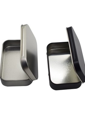 1 pc Survival Kit Tin Small Empty Metal Tin Silver Black Gol
