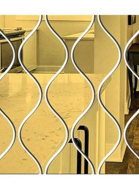 3D Mirror Wall Sticker DIY Diamonds Wavy Pattern Acrylic Wal