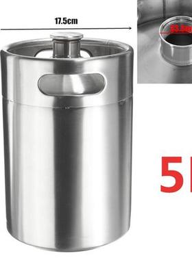 5L Beer Barrel Mini Keg Style Growler Portable Stainless Ste