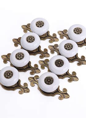 8ST Retro Style Kitchen Knobs Metal Pull Door Handles White