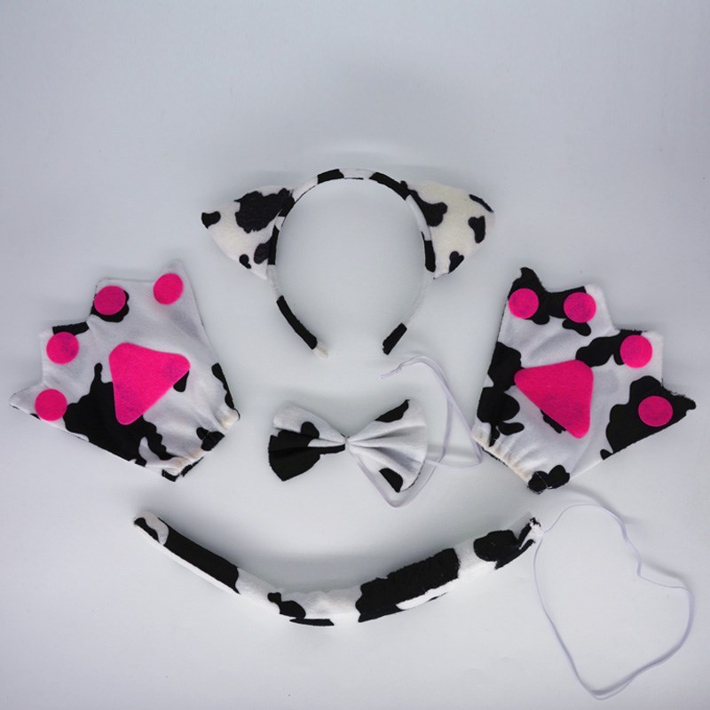 Child Cow Milk Horn Ear Headband Animal Cosplay Costume Hai