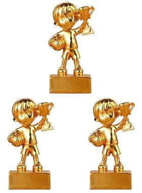 3pcs Small Soccer Award Trophy Plating Resin Reward Prizes