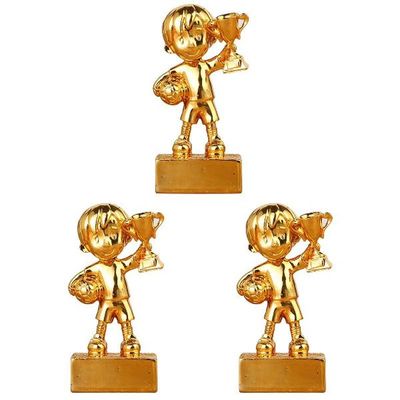 3pcs Small Soccer Award Trophy Plating Resin Reward Prizes