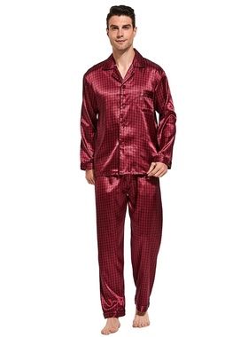 Tony&Candice Men's Stain Silk Pajama Set Men