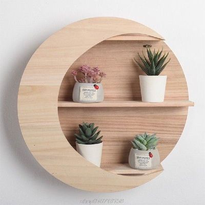Moon Shape Wall Shelf 3 Tier Crescent Phase Display Shelves