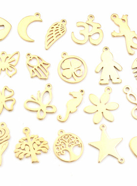 10pcs/lot No Fade 316 Stainless Steel Gold Plated e Moon But