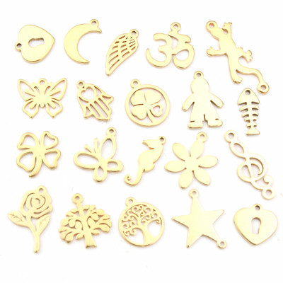 10pcs/lot No Fade 316 Stainless Steel Gold Plated e Moon But