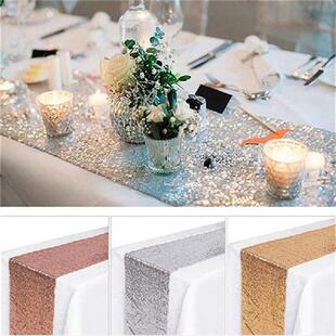 1pcs Sparkly Rose Gold Sequin Table Runners For Weddings