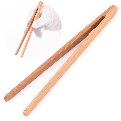 18cm Wooden Tea Tweezer Bacon Tea  Tongs Bamboo Kitchen Sala