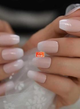 Pink Ombre Fake Nails Coffin Shape Medium Size Ladies Finger