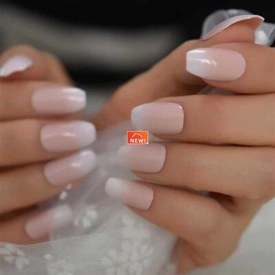 Pink Ombre Fake Nails Coffin Shape Medium Size Ladies Finger