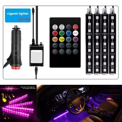 Car USB LED RGB Atmosphere Strip Light Remote voice control