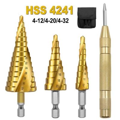 4Pcs/Set 4/12/4-20/4-32mm Titanium Coated Pagoda Shape Step