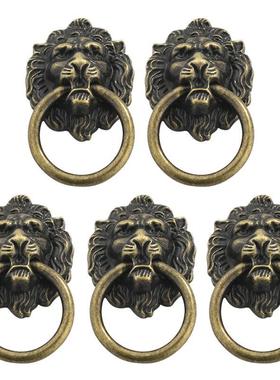 5pcs Lion Head Pulls Antique Door Pulls Zinc Alloy Vintage D
