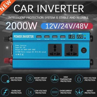 2000W Car Inverter Charger DC 12/24/48/60V to AC  220V Sine