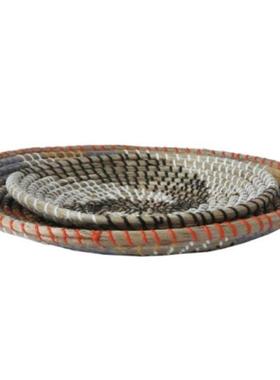 2pcs Boho Woven Wall Basket Decor Handmade Seagrass Hanging