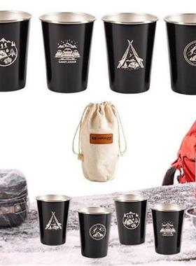 Camping Cups Stackable 4 Pieces Stainless Steel Camping Cup