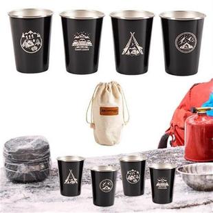 Camping Cups Stackable 4 Pieces Stainless Steel Camping Cup
