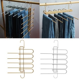 Non-Slip Pants Hanger with Clips 5 Layered Trousers Rack 适