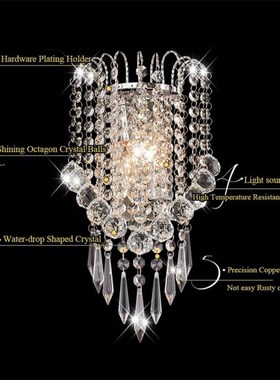 OYGROP Wall Light with Crystal  Drops Decorative Besides Wal