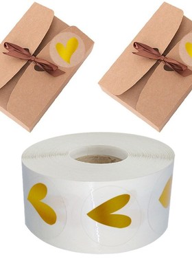 50-500pcs Transparent Round Gilded Love Thank you Sticker 1i