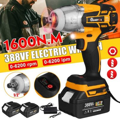 388VF 1600N.M Torque Brushless Electric Impact Wrench Screwd