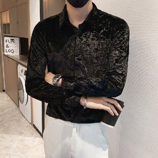 Spring New Men's Korean Velvet Shirt Slim Fit Ense R