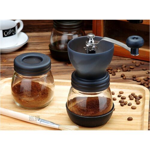 Manual Ceramic Burr Coffee Bean Grinder with Fortified Glass