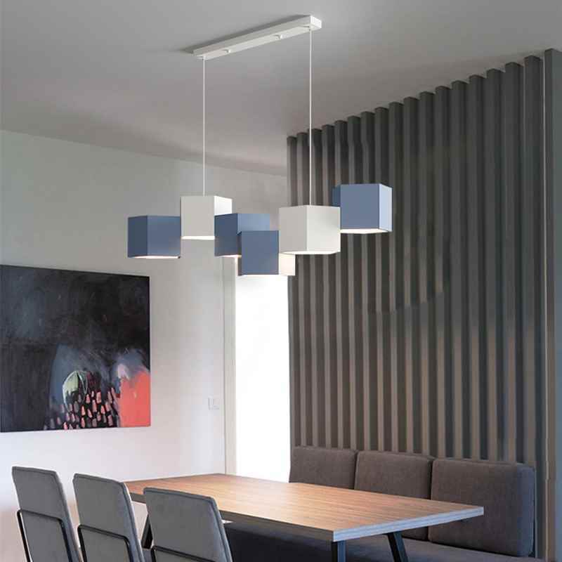 Simple modern color chandelier LED quadrangular Pendant lamp
