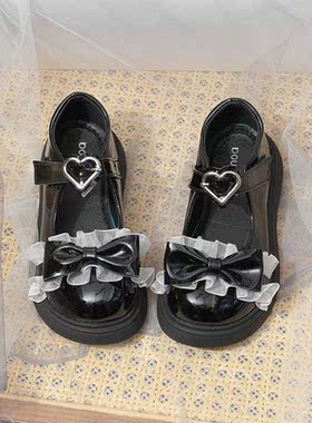 2022 spring and autumn new girls' black leather shoe