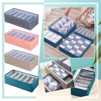 Linen 6 Lattice Finishing Box Underwear Storage Box Folding