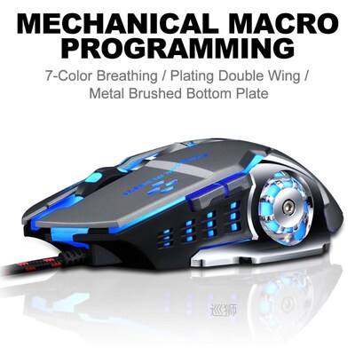 Professional Wired Gaming Mouse 6 Button 3200DPI LED Optical
