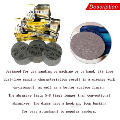 15 Pcs 5 Inch 125mm Mesh Abrasive Dust Free Sanding Discs An
