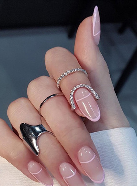 Gothic Metal Line Thin Nail Rings for Women Daily Fingertip