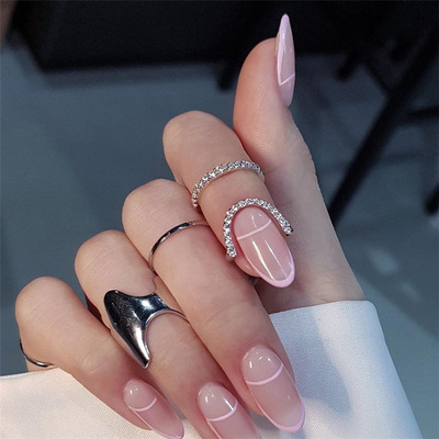 Gothic Metal Line Thin Nail Rings for Women Daily Fingertip