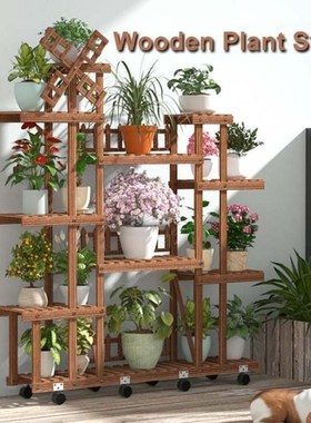 6 Tiers Wooden Bookshelf Flower Plant Holder Stand Rack Disp