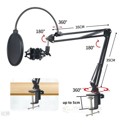 Foldable Desktop Mount Holder with Bracket for Microphones S