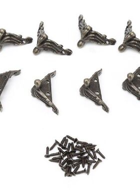 8xDecorative Antique Bronze Jewelry Gift Box Wood Case Feet
