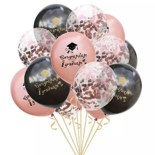 Gold Black Graduation Balloons Latex Confetti Balloon