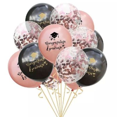 Gold Black Graduation Balloons Latex Confetti Balloon